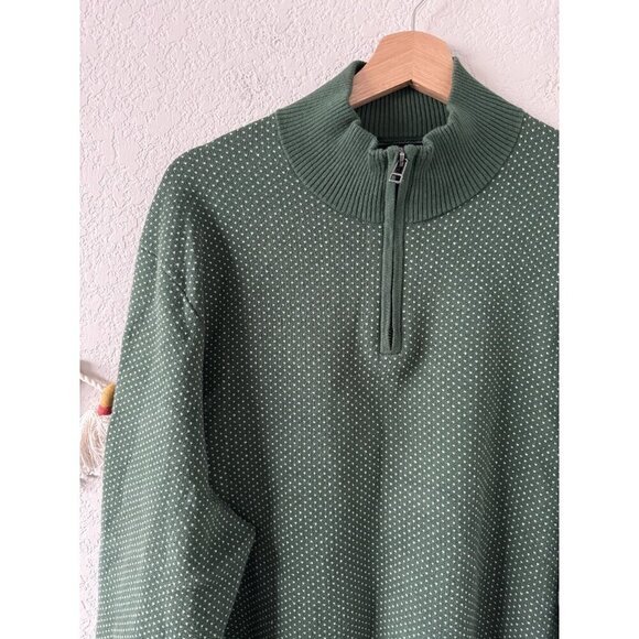 Bonobos Washable Cotton Cashmere Green Printed Half Zip Sweater Golf Preppy XL - Picture 4 of 9
